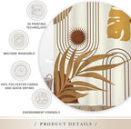 Glawry Boho Mid Century Shower Curtain Yellow Brown Abstract Tropical Palm Leaves Sun Bathroom Minimalist Geometric Arch Retro Plant 60Wx72L Inches Bath Accessories Art Home Decor Fabric 12 Pack Hooks
