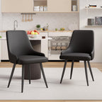 Faux Leather Chairs Set of 4, Waterproof Padded Seat,Black | Modern Dining Chair, Metal Legs, Ergonomic Wide Backrest, Stain Resistant, Easy 10-Min Assembly, Kitchen Living Room