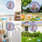 Wind Spinners Outdoor, Owl Metal 3D Hanging Garden Decor, 12-inch Stainless Steel Wind Spinner with Tail Spinner, Wind Sculptures for Patio Lawn Yard, Ornament Gift for Women/Men