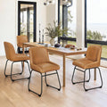 LUE BONA Comfortable Dining Room Chairs Set of 4, Modern Upholstered Kitchen Chairs with Padded Back & Thick Metal Legs, Brown PU Leather