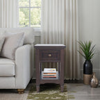 Brentwood Modern Transitional Chairside End Table with Drawer and Storage Shelf,Dark Brown