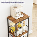 SWTYMIKI Coffee Bar Cabinet for Home - 3-Tier Sturdy Farmhouse Coffee Stand Station Multi-Purpose Buffet Sideboard - Kitchen Bar Table for Living Room, Corner, Small Space, Espresso