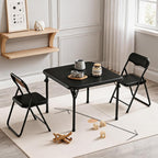 Kids Folding Table and Chairs Set 3-Piece PU Padded No Assembly | Fold-Flat Design + No Assembly + PU Padded Comfort – A Perfect Space-Saving Activity Set for Kids Ages 2-8
