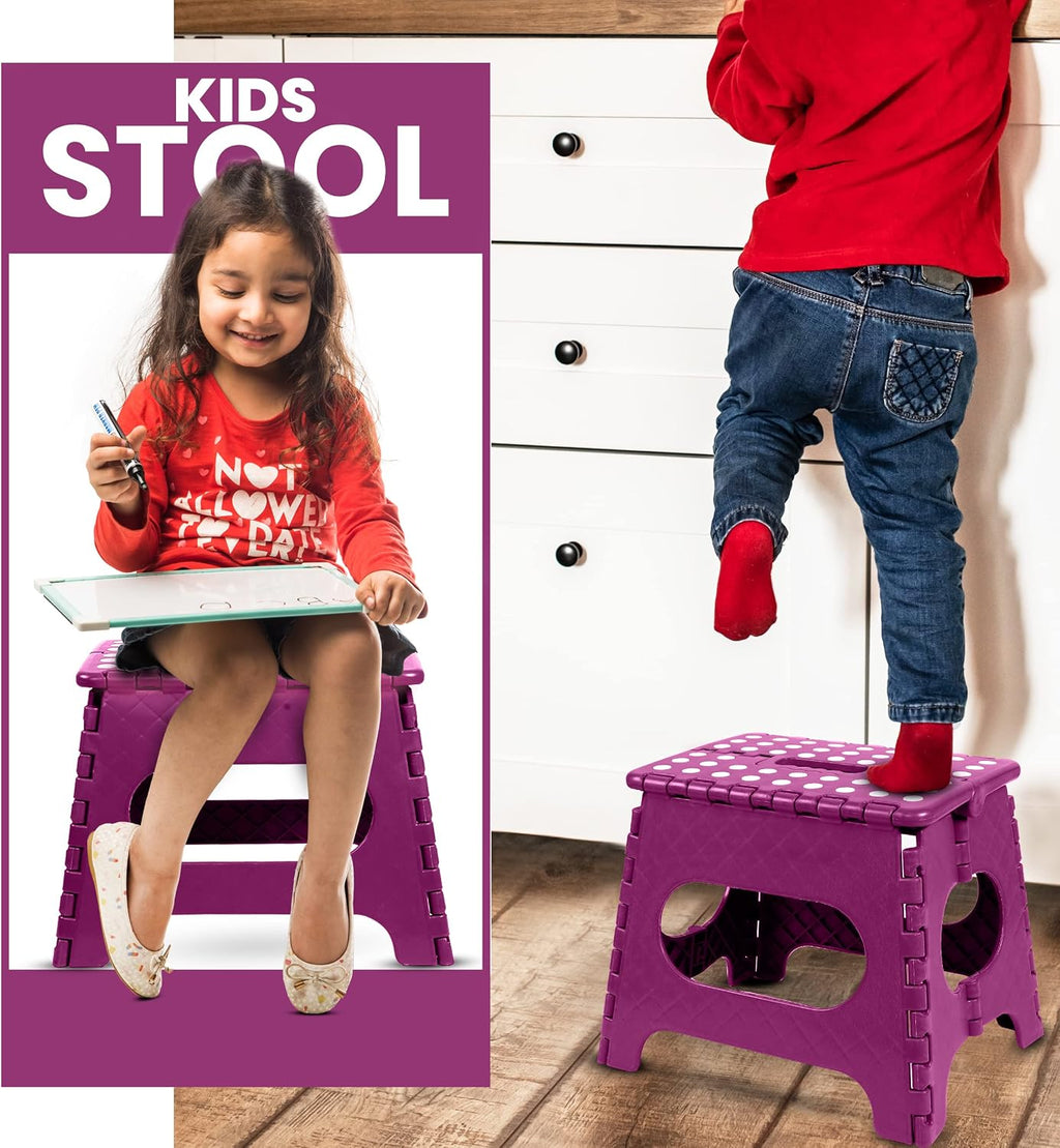Utopia Home Folding Step Stool - (Pack of 1) Foot Stool with 11 Inch Height - Holds Up to 300 lbs - Foldable Step Stool for Kitchen, Bathroom & Living Room - Anti Skid (Purple)