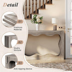 Shintenchi 63 inch Farmhouse Console Table with Storage & LED Light, Long Sofa Table Behind Couch, Narrow Entryway Entrance Table, Hallway Accent Stand Home Decor for Living Room, Entry Way, Ash Gray