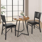 VECELO Folding Dining Chairs Set of 4, Metal Padded Foldable Seating with Comfortable Faux Leather, Space-Saving Portable Guest Seats for Kitchen & Office, No Assembly, Black
