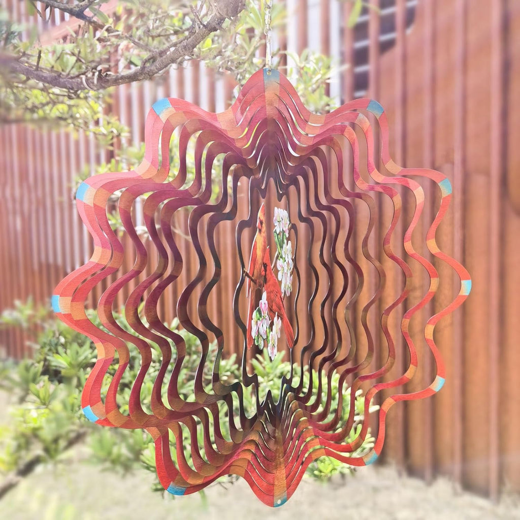 Cardinal Wind Spinner Outdoor Cardinal Spinner for Garden and Yard Décor Cardinal Gifts for Women/Men Red Cardinal Spinner with 3D Visual Effect