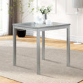 LUMISOL Wood Square Dining Table for 4, Farmhouse Counter Height Kitchen Table for Small Space, No Included Chairs, Silver Grey