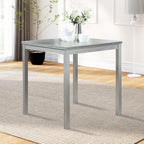 LUMISOL Wood Square Dining Table for 4, Farmhouse Counter Height Kitchen Table for Small Space, No Included Chairs, Silver Grey