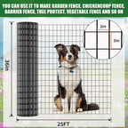 36 in x 25 ft Welded Wire Mesh Fence, 2 in × 3 in 15GA Black PVC Coated Garden Fencing Roll, Dog Barrier for Vegetable Yard, Poultry Netting,Heavy-Duty Border Fencing
