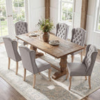 chairus Tufted Upholstered Parsons Dining Chairs Set of 6, Grey Linen | Linen Upholstery, Tufted Wingback, Solid Wood Legs, Nailhead Trim, High Back, French Country Kitchen Chairs for Dining Space