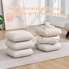 DUHOME 360°Swivel Upholstered Square Ottoman with Storage,Modern Boucle Ottoman Coffee Table with Removable Top White Vanity Stool with Storage for Bedroom, Living Room, Cream