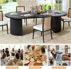 HUAHUU Extendable Round Dining Table for 4-8, 39in-77in Long Large Kitchen Table with Fluted Base, Space Saving Modern Farmhouse Oval Dinner Tables for Dining Room, Kitchen, Living Room, Natural