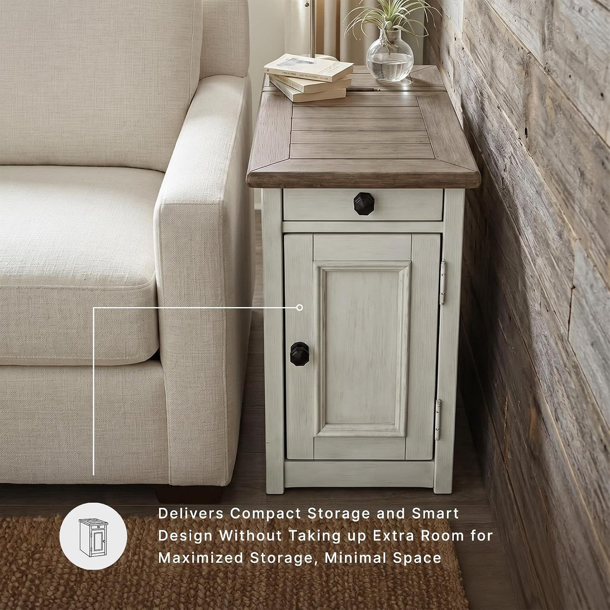 Signature Design by Ashley Bolanburg Farmhouse End Table with USB & Outlets