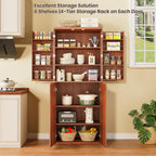 72" Tall Kitchen Pantry Modern Fluted Wood Storage Cabinet with Doors,6 Door Shelves, Organizer, Versatile Cupboard for Kitchen Dining (Walnut-Fluted)