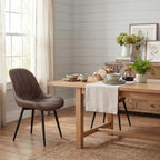 Rowill Modern Dining Chairs Set of 2 - Upholstered Faux Leather Kitchen Chairs with Soft Cushion Backrest, Sturdy Metal Legs & Non-Slip Pads, Perfectly Design for Home Dining Room, Kitchen, Brown