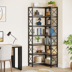 Tribesigns 7-Shelf Corner Bookshelf,Large Modern Corner Bookcase, 7-Tier Tall Corner Shelf Storage Display Rack with Metal Frame for Living Room Home Office (Grey)