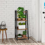 HOOBRO Ladder Shelf, 4-Tier Bookshelf, Corner Bookcase, Freestanding Storage Shelf Display Organizer, for Living Room, Bedroom, Home Office, Kitchen, Rustic Brown and Black BF304CJ01