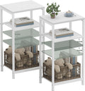 Heybly Small Side Table Set of 2, Tall End Table with Adjustable Shelf, Telephone Table, Nightstand, Accent Table Stand, Small Entryway Table, Bedroom,Living Room, Office,Bathroom, White, HET003WT2