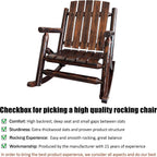 Rustic Log Wooden Rocking Chair, Handcrafted Solid Fir Wood Outdoor Rocker for Porch, Patio, Heavy-Duty 700 LBS, Weather-Resistant Finish, Natural Charm (Deep Brown)