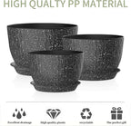 12/10/9 Inch Plant Pots, 3 Pack Large Flower Pots for Indoor and Outdoor Plants with Water Ripples, Large Plastic Flower Pots with Drainage Holes and Tray for Garden Indoor Plants