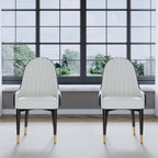 AF ARTISAN FURNITURE Black White Dining Chairs Set of 2 with High Backs Mid Century Modern Kitchen Dining Room Chairs PU Faux Leather Upholstered Large Padded Accent Chair with Legs
