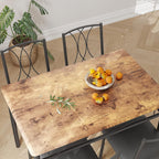 GarveeHome Dining Table Set for 4, Rectangle Compact Dining Table and Chairs Set, Small Kitchen Table Set with 4 Wood Chairs for Apartment, Rustic Brown