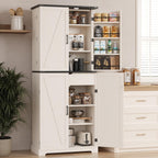 COSIEST 72'' Kitchen Pantry Cabinet, Tall Kitchen Storage Cabinet with Organizer, Drawer and Adjustable Shelves, Freestanding Cupboard, Storage Cabinets for Kitchen, Dining Room, Off White