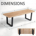 HNY Modern Entryway Bench Wood Dining Bench Minimalist Nelson Bench with Metal Legs for Bedroom Dining Room Hallway Foyer Living Room, Natural Finish