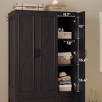 LIKIMIO Armoire Wardrobe Closet with 4 Doors and Drawers, Black