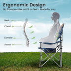2 Pack Folding Camping Chairs for Adults - High Back Padded Outdoor Lawn Chairs with Lumbar Support & Cup Holder, 400lbs Heavy Duty Portable Camping Chairs Set (Light Blue & Brown, 2 PCS)