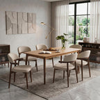 MOJAY Modern Wooden Dining Chairs Set of 2, Upholstered Kitchen Chairs with Unique Arm Design, Farmhouse Dining Room Chairs for Small Spaces & Apartments, Beige