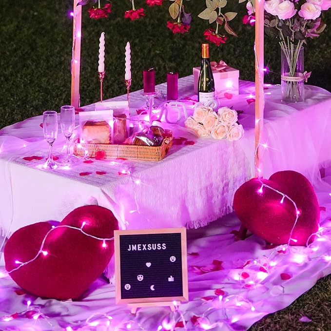 JMEXSUSS 500 LED Pink Room Lights, 8 Modes 163ft Waterproof Pink Christmas Lights Outdoor Plug in with Remote Control, Clear Wire String Light for Tree Outside Yard Wedding