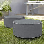 Indoor/Outdoor Inflatable Ottoman D21 x H9 inch, Round Footstool Inflatable Foot Rest Ottoman with Handle, Portable Pouf for Patio, Garden, Camping, Home, Textured Gray