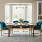 Hyfirm Modern Dining Chairs Set of 4, Velvet Teal Upholstered Kitchen Chairs with Gold Metal Legs, Padded Fabric Accent Chairs for Living Room, Dining Room, Cafe