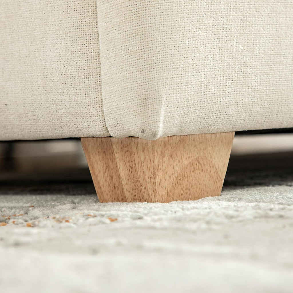 60.2'' Wide Upholstered Storage End of Bed Bench, Tufted Flip-Top Accent Window Bench Footrest Stool Ottoman with Legs for Living Room, Bedroom, Entryway, Dining Room, Dorm, Corner (Beige+Chenille)