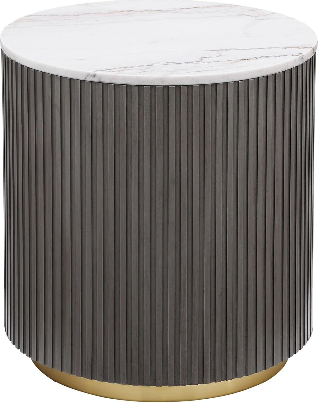Coaster Home Furnishings - Jason - Wood and Metal - 2-Piece Coffee Table Set with Marble Tops, Reeded Drum Bases, and Gold Ring Accents - Living Room- Charcoal and White Marble - 710418-S2