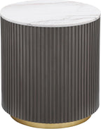 Coaster Home Furnishings - Jason - Wood and Metal - 2-Piece Coffee Table Set with Marble Tops, Reeded Drum Bases, and Gold Ring Accents - Living Room- Charcoal and White Marble - 710418-S2