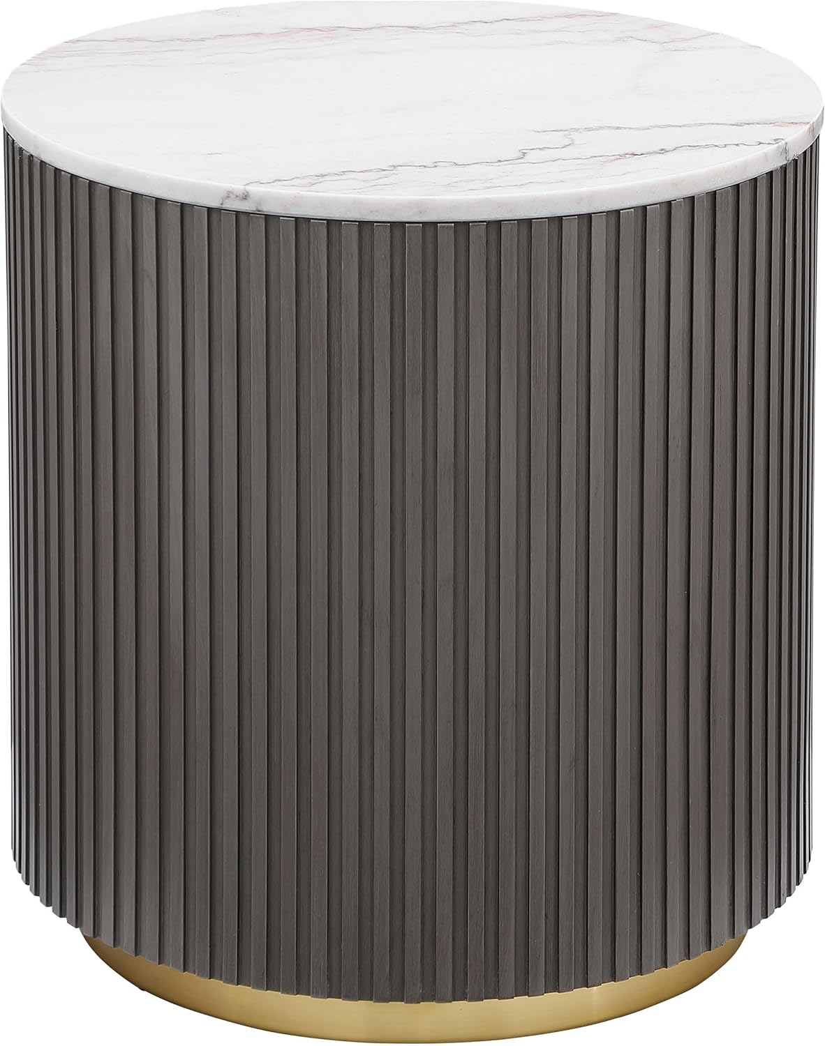 Coaster Home Furnishings - Jason - Wood and Metal - 2-Piece Coffee Table Set with Marble Tops, Reeded Drum Bases, and Gold Ring Accents - Living Room- Charcoal and White Marble - 710418-S2