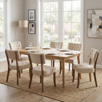 UVV Wooden Dining Chairs Set of 2, Mid Century Tufted Upholstered Kitchen Chairs Dining Room Chairs, Velvet Farmhouse Dinner Chair for Kitchen Dining Room, Beige