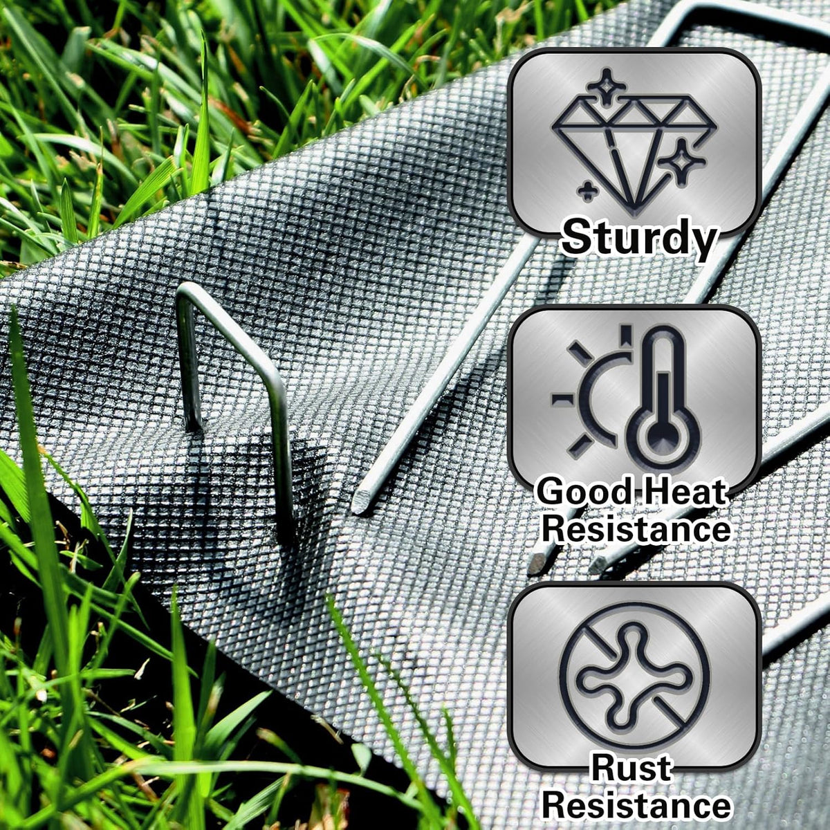 8 Inch Landscape Staples, More Thicker Heavy Duty 8 Gauge Galvanized Landscape Stakes, 125 Packs Garden Staples for Lawns, Weed Barriers, and Landscape Fabrics, Irrigation Hose, Tent Pegs