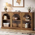 Tribesigns Arched Console Table, 63" Wooden Entryway Table with Storage | Farmhouse Long 3-Tier Sofa Table Behind The Couch for Entrance, Hallway, Living Room, Foyer, Brown