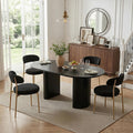 Black Boucle Dining Chair Set of 4, Modern Oval Upholstered Dining Chairs with Curved Back and Metal Leg for Dining Room,Restaurant,Kitchen Island(Gold Leg)