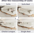 Furnify 71" Velvet Futon Sofa Bed, Versatile Loveseat Couch, Sleeper Sofa with Adjustable Backrest, Mid Century Modern Futon Couch for Small Space, Living Room, Office & Apartment, Velvet Fabric Beige