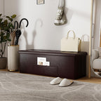 43 Inches Folding Storage Ottoman Bench, Foldable Foot Rest Stool End of Bed Bench with Side Pocket, Storage Chest for Living Room, Entryway & Bedroom (Brown)