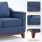 HAOMARKETS Vintage Upholstered Armchair Set of 2 with Nailhead Trim and Solid Wood Legs, Comfortable Accent Chair for Living Room & Bedroom, Blue