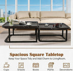 Set of2 Nesting Coffee Tables, Space‑Saving Side Table Set,Black | Stackable Design, Mid‑Century Modern Style, Multi‑Scene Usage, Ideal For Living Room, Bedroom And Balcony Decor