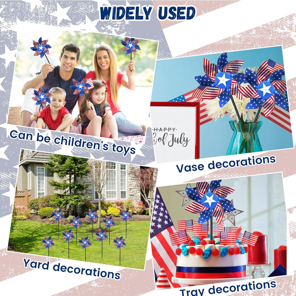 10 PCS Reflective Pinwheels for Yard and Garden Bird Devices Pre-Installed Sparkly Wind Spinner Deterrent to Scare Birds Away from Yard Patio Farm (Red&White&Blue)