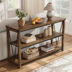 Garvee Farmhouse Console Table, 47 in Narrow Long Entryway Table with Storage, 3 Tier Wood Console Table for Living Room, Skinny Sofa Tables Behind Couch, Rustic Hallway Table for Entryway