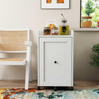 Sliding Pantry Organizer Cabinet with Wheels, 3 Tier Pull Out Snack Storage Rack for Kitchen, Bathroom, Laundry Room, White Mobile Food Organizer with Door & Shelves